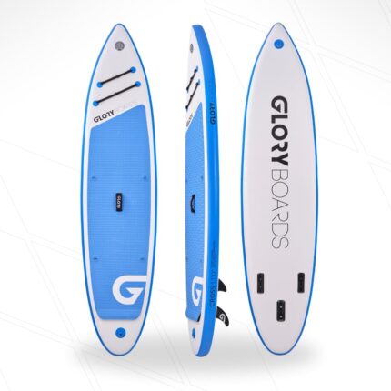 GLORY BOARDS ® Stand up Paddling Board aufblasbar – bis 180kg Tragkraft – komplettes SUP Set inkl. Carbonpaddel, Pumpe, Rucksack – Kajak Option – leichtes Stand up Paddle Board
