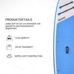 GLORY BOARDS ® Stand up Paddling Board aufblasbar – bis 180kg Tragkraft – komplettes SUP Set inkl. Carbonpaddel, Pumpe, Rucksack – Kajak Option – leichtes Stand up Paddle Board