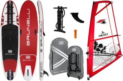 BRUNELLI 10.8 Windsurf Woven Double Layer Premium SUP Board aufblasbar Stand Up Paddle Checker 4,5qm Rigg
