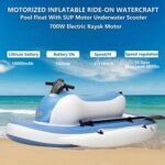 700W Electric Inflatable Jet Ski, Inflatable Combo Boat Kit with SUP Motor, Remote Control Propeller, Handle Storage Bag and Propeller, Max Capacity 220kg(485lb), Velocidad de 3-11km/h