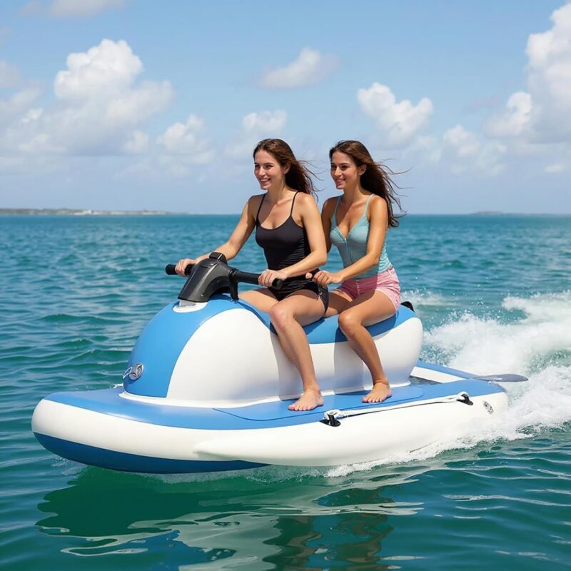 700W Electric Inflatable Jet Ski, Inflatable Combo Boat Kit with SUP Motor, Remote Control Propeller, Handle Storage Bag and Propeller, Max Capacity 220kg(485lb), Velocidad de 3-11km/h