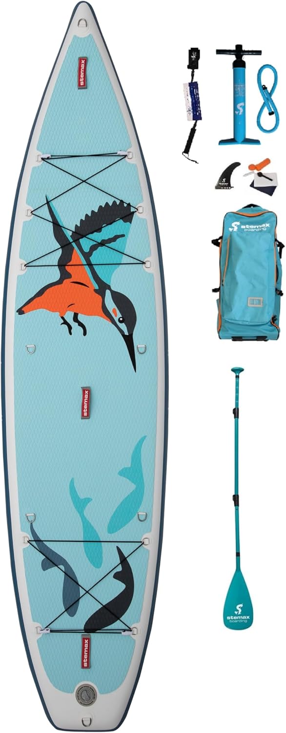 71ENCw_ujBL._AC_SL1500 Stemax Touring Kingfisher 11'6 SUP Standup Paddel Board aufblasbar inkl Coil-Leash, Stand up Paddle