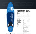 CRESSI seit 1946 - Ultra Isup/Kayak Set - Aufblasbares SUP Board für Erwachsene Große Stabilität Strapazierfähigkeit Komplett Zubehör Paddel Flosse Pumpe Leine Tasche_320x81x15 cm Max 130 kg