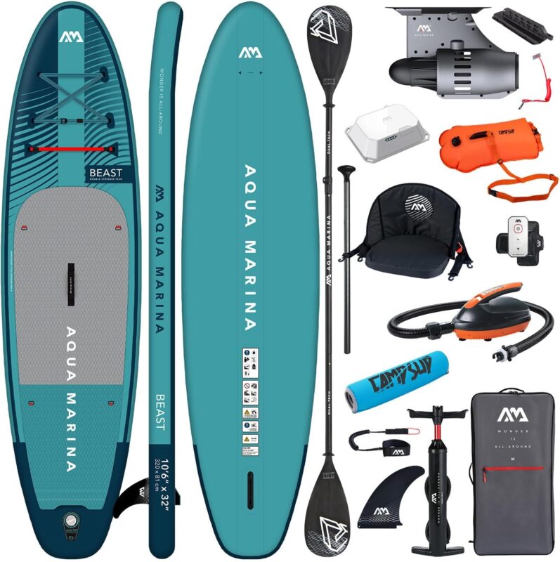 Aqua Marina E-Beast 10'6" SUP Board mit Motor BLUEDRIVE S, aufblasbares Allround Stand Up Paddle Board 320x81x15 cm, 140 kg