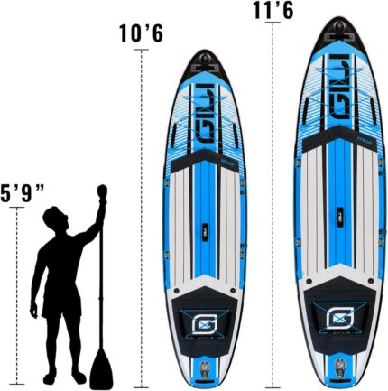 GILI Aufblasbares Stand Up Paddle Board Paket | 3 m lang x 78,7 cm breit x 15,2 cm dick | leichtes und langlebiges SUP | stabil und breit