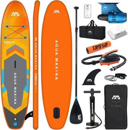 Aqua Marina GO Turbo SUP Set mit E-Finne BLUEDRIVE S, aufblasbares Stand Up Paddle Board