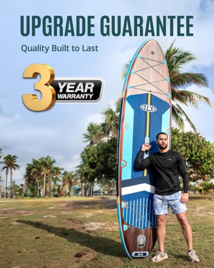 'ZLX Super Wide 11'6'' x 35'' Inflatable Stand Up Paddle Board with Hand Pump for Adults & Youth - Super Stable Fins Design, Non-Slip Deck, Adjustable Paddle, Safety Leash, and Carry Bag, Gift Ideas'
