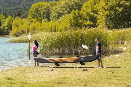 Aqua Marina Tomahawk Kajak 2 Personen Inflatable Kanau Tourenkajak mit 2 Paddel 440cm