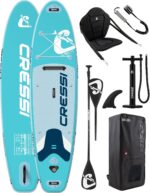 CRESSI seit 1946 - Ultra Isup/Kayak Set - Aufblasbares SUP Board für Erwachsene Große Stabilität Strapazierfähigkeit Komplett Zubehör Paddel Flosse Pumpe Leine Tasche_320x81x15 cm Max 130 kg