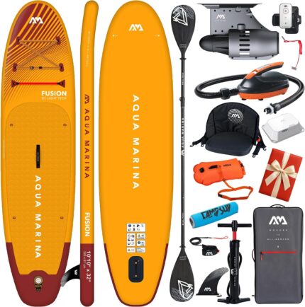 Aqua Marina E-Fusion 10'10" SUP Board mit Motor BLUEDRIVE S, aufblasbares Allround Stand Up Paddle Board 330x81x15 cm, 4–6 km/h, 150 kg