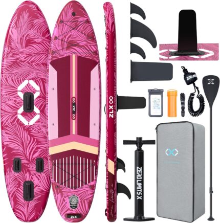 'ZLX Super Wide 11'6'' x 35'' Inflatable Stand Up Paddle Board with Hand Pump for Adults & Youth - Super Stable Fins Design, Non-Slip Deck, Adjustable Paddle, Safety Leash, and Carry Bag, Gift Ideas'